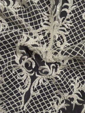 Ivory Embroidered Beaded Tulle - EB1020