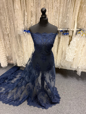 Navy Corded Lace - LA7009