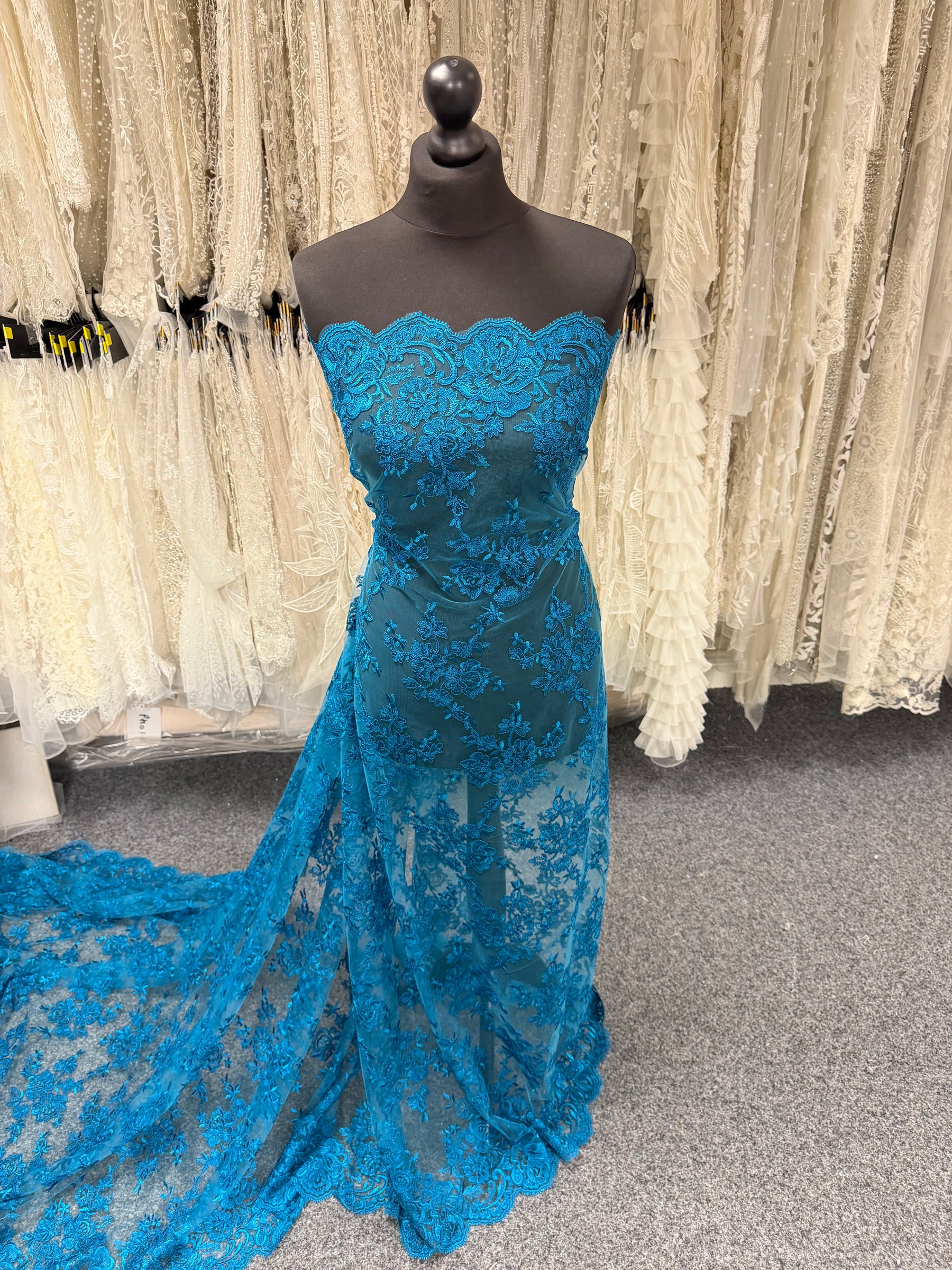 Teal Corded Lace - LA7007