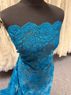 Teal Corded Lace - LA7007