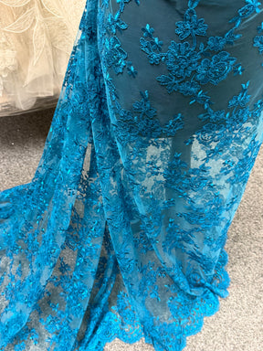 Teal Corded Lace - LA7007