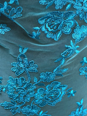 Teal Corded Lace - LA7007