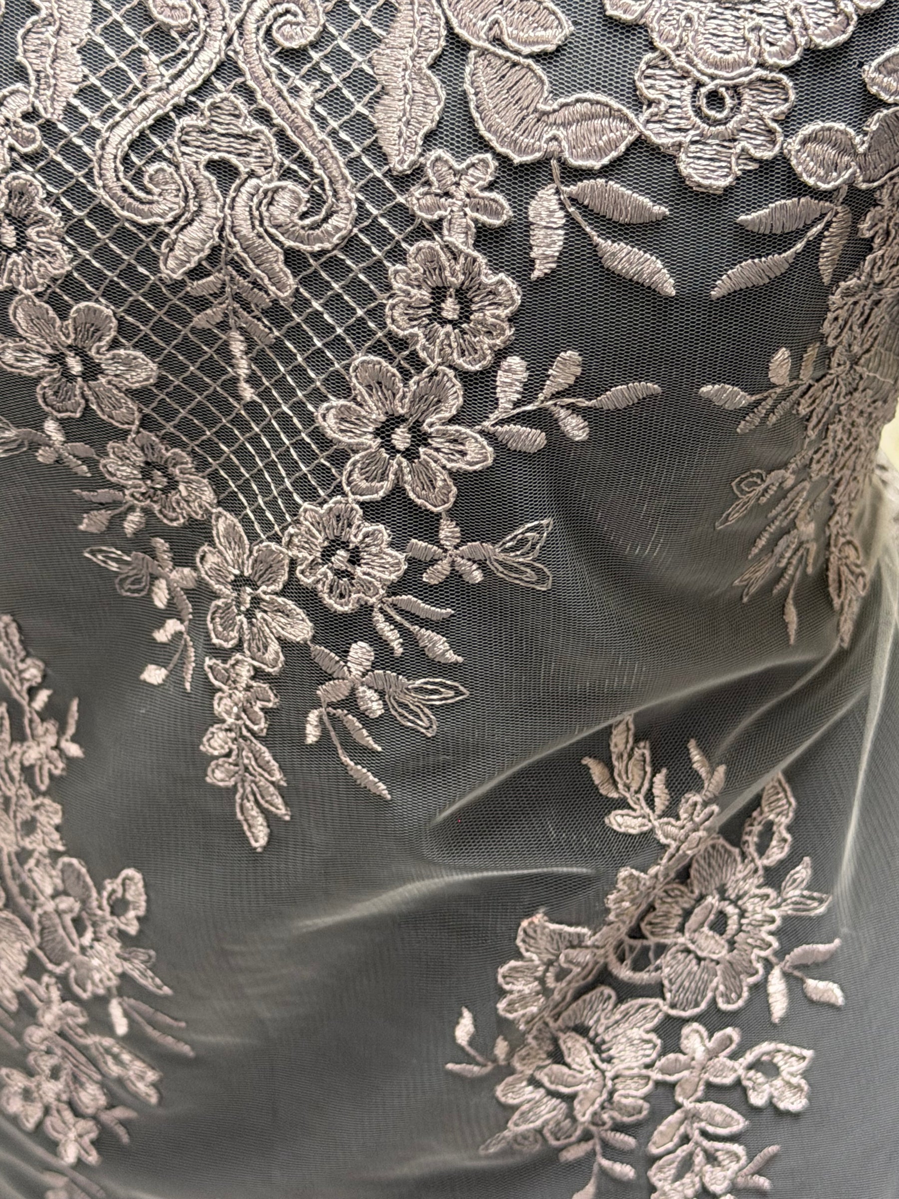 Taupe Corded Lace - LA7009