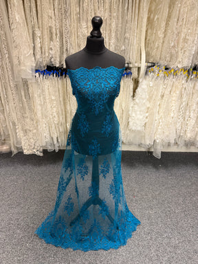 Teal Corded Lace - LA7009