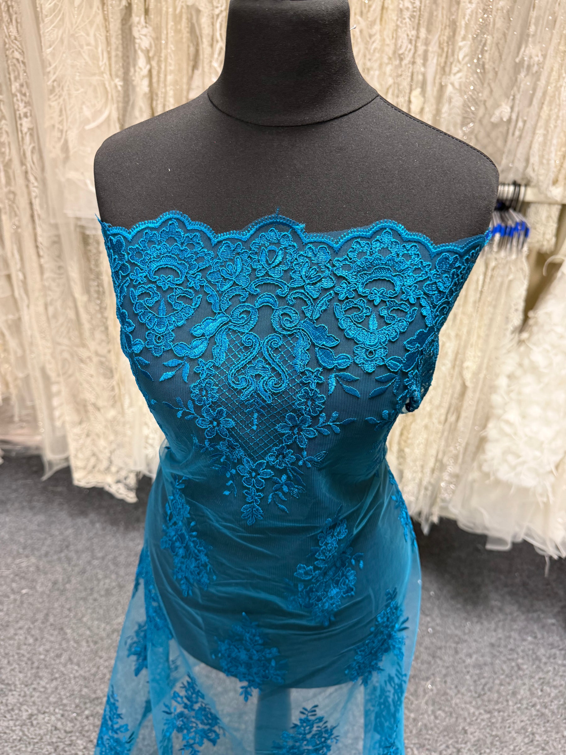 Teal Corded Lace - LA7009