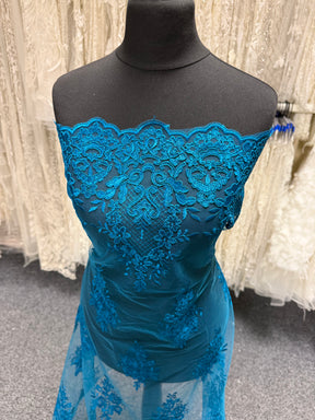 Teal Corded Lace - LA7009