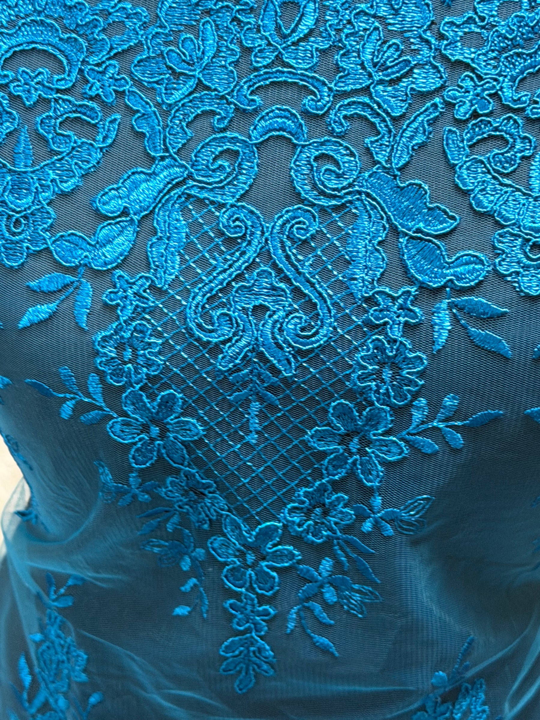 Teal Corded Lace - LA7009