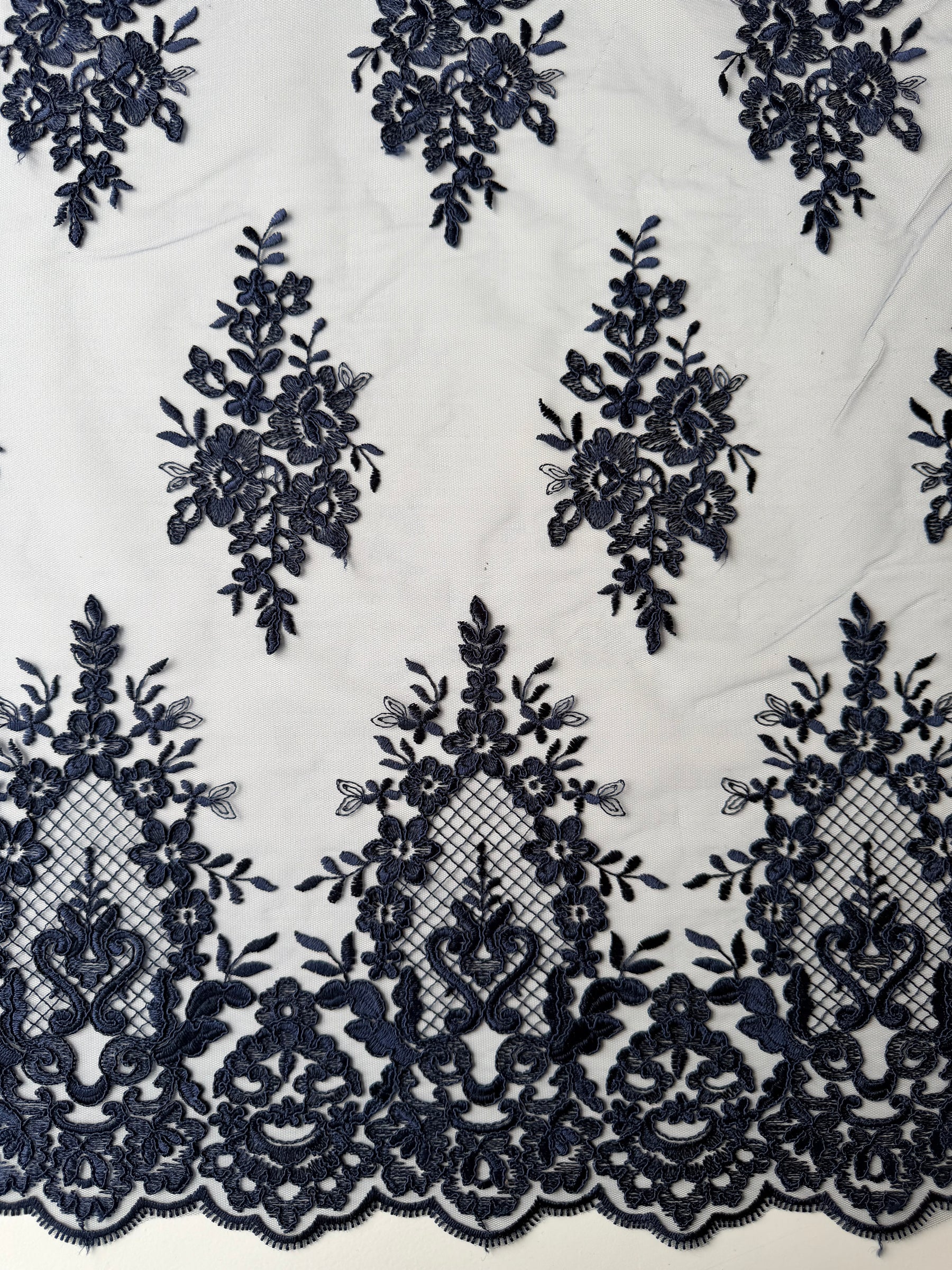 Navy Corded Lace - LA7009