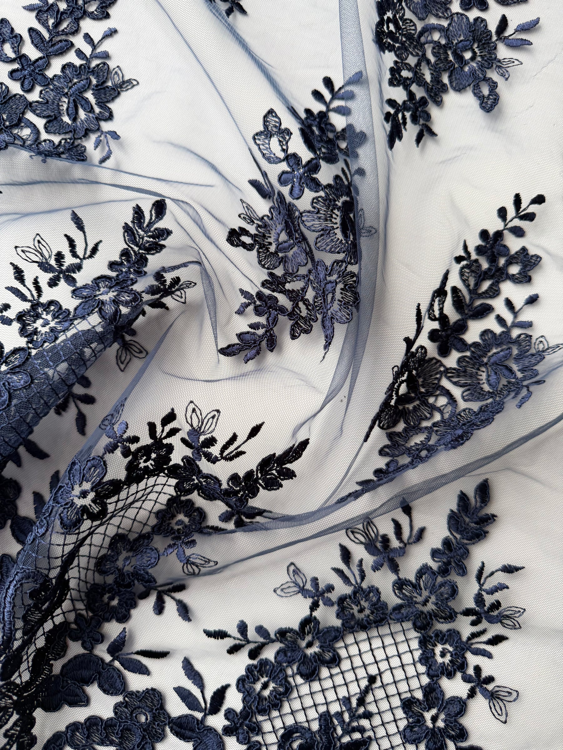 Navy Corded Lace - LA7009