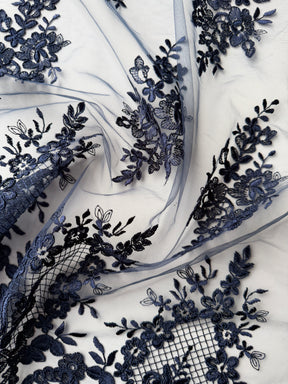 Navy Corded Lace - LA7009