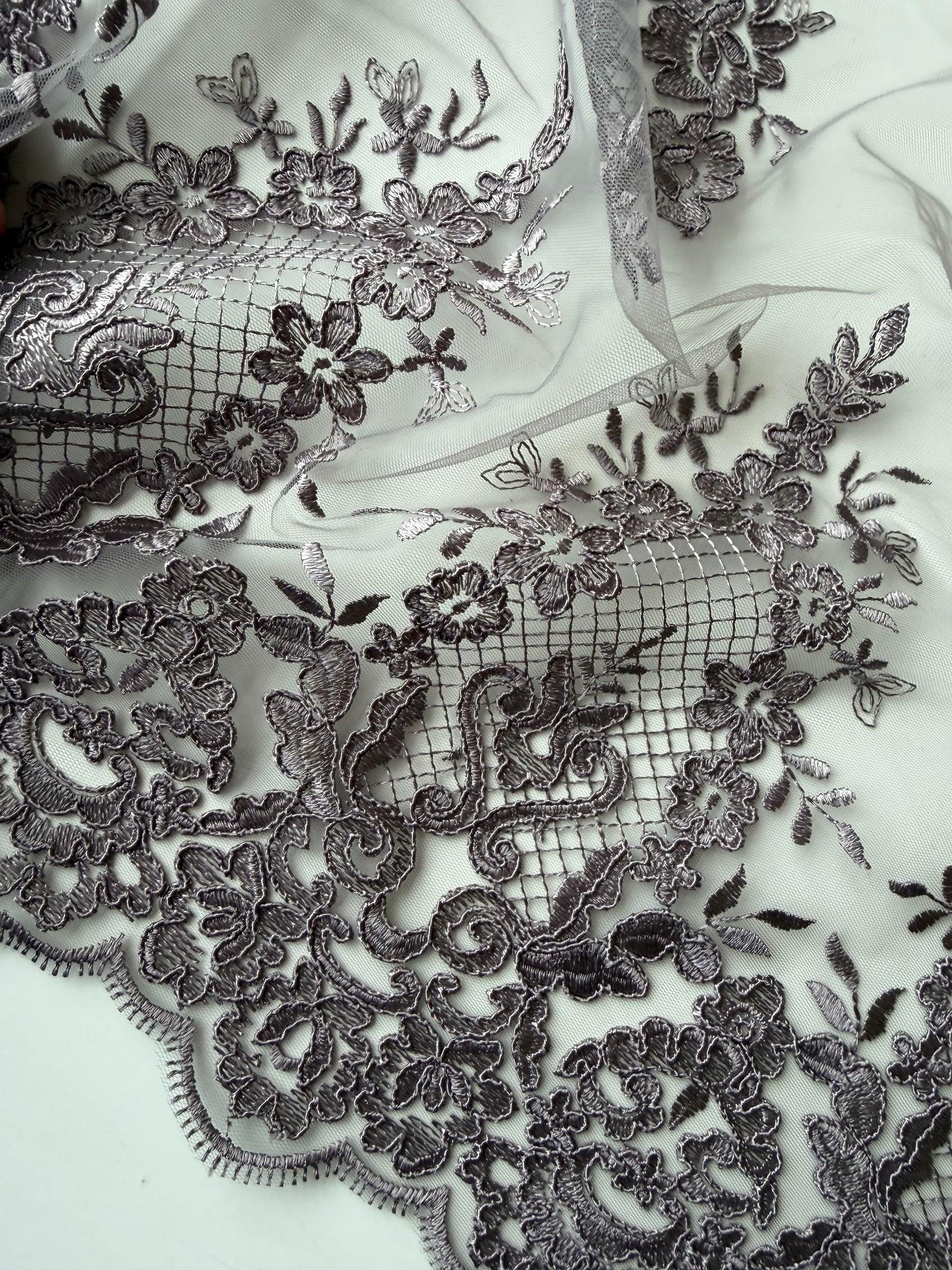 Taupe Corded Lace - LA7009