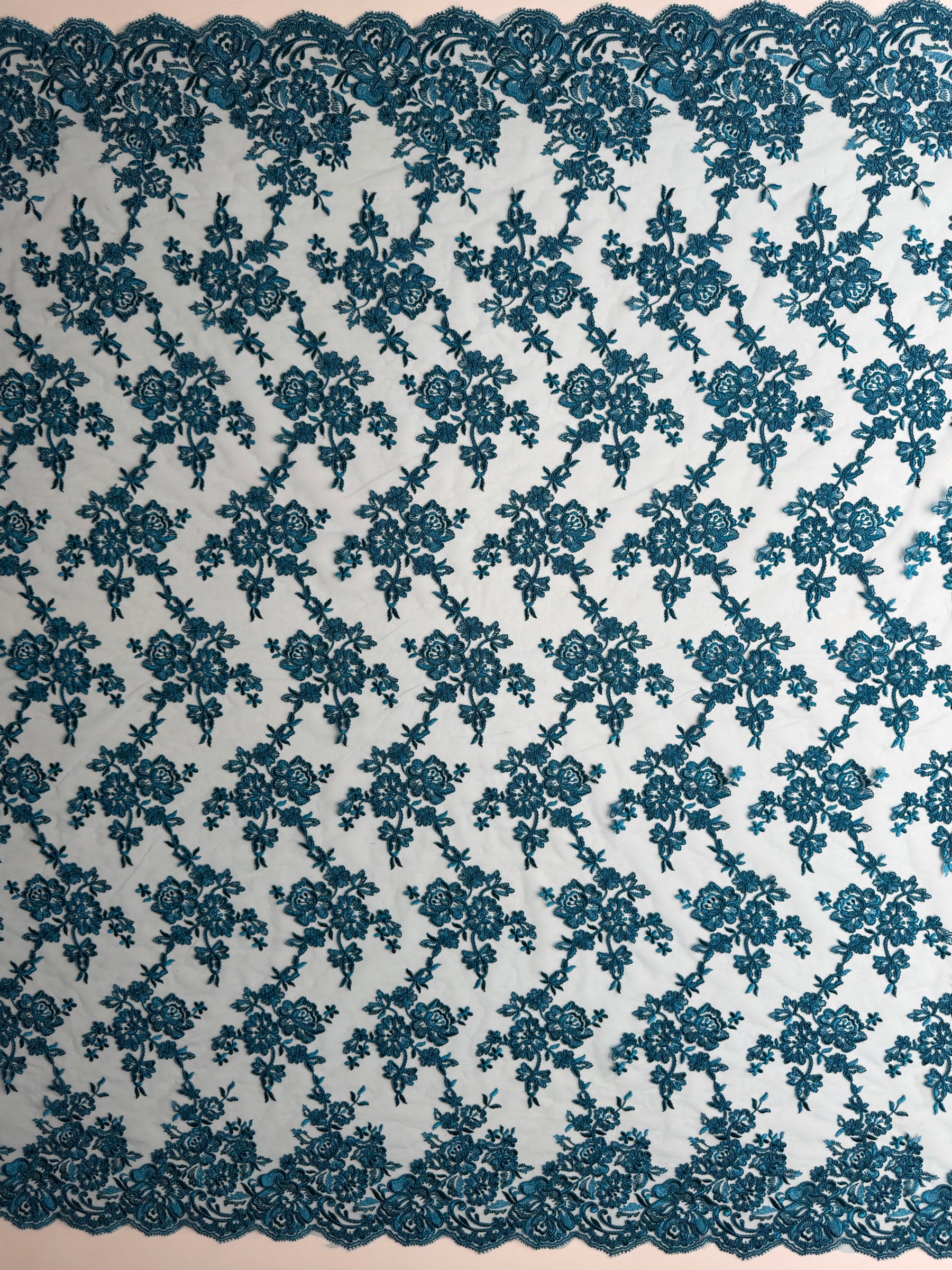 Teal Corded Lace - LA7007