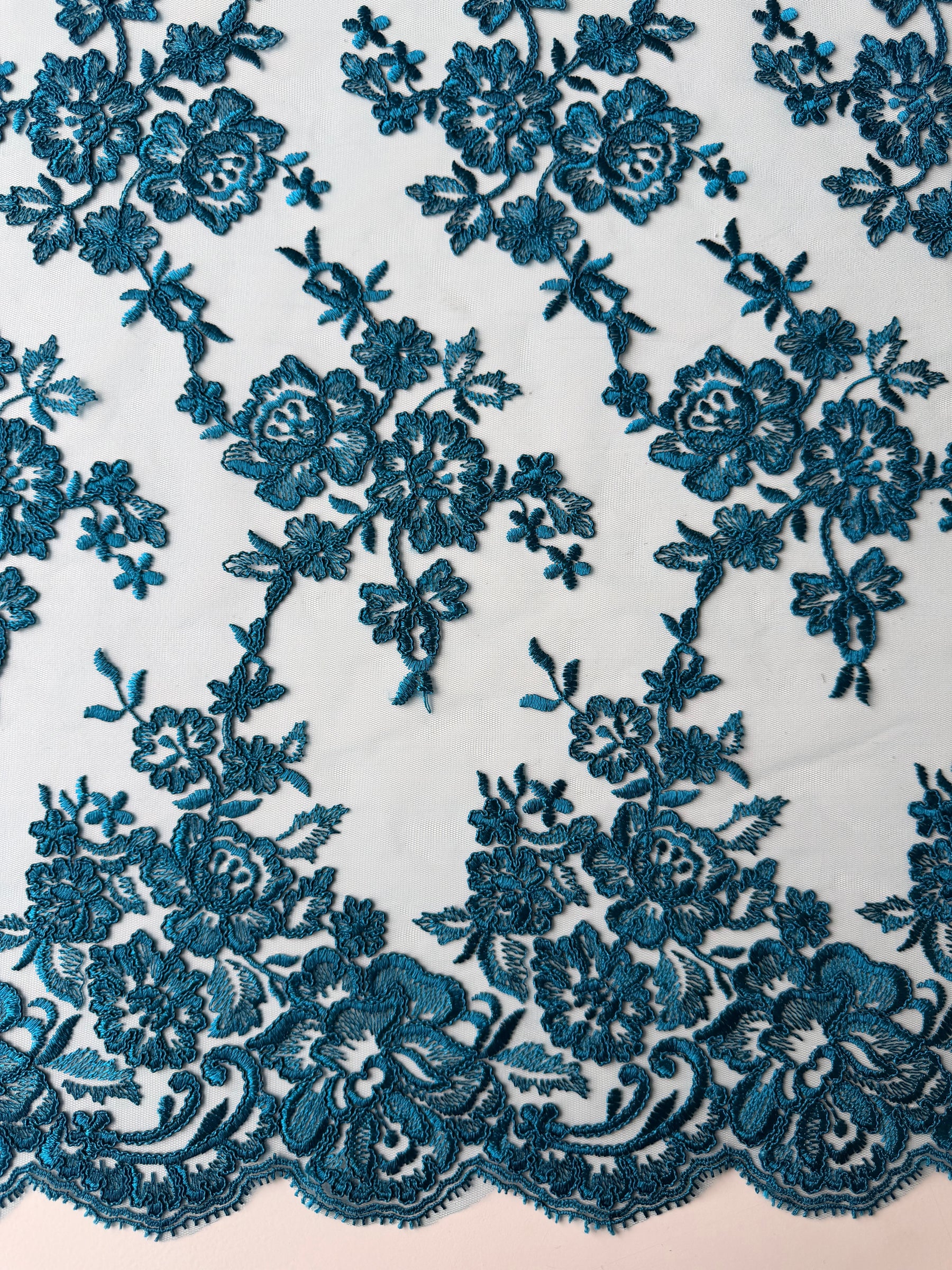 Teal Corded Lace - LA7007