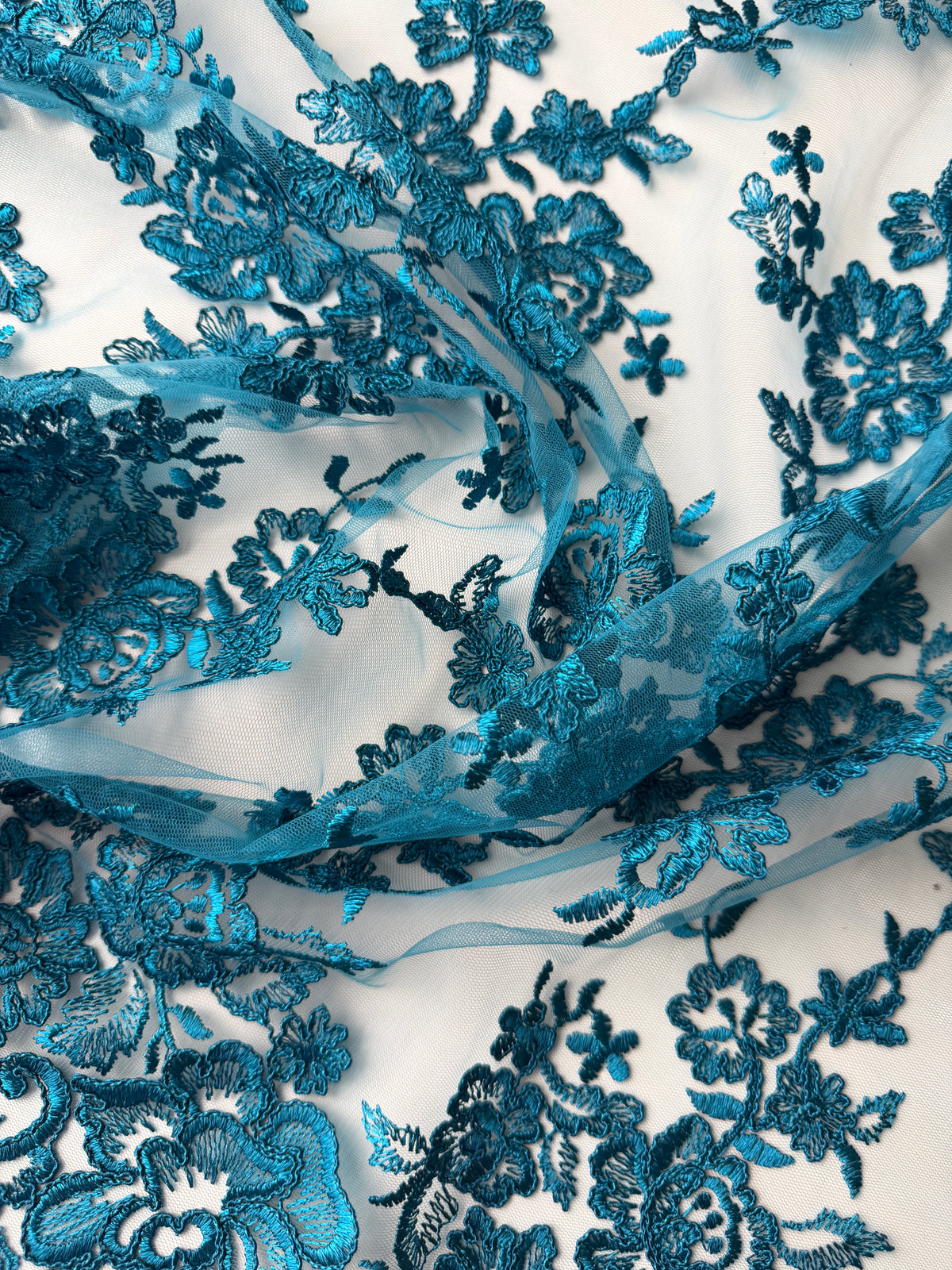 Teal Corded Lace - LA7007