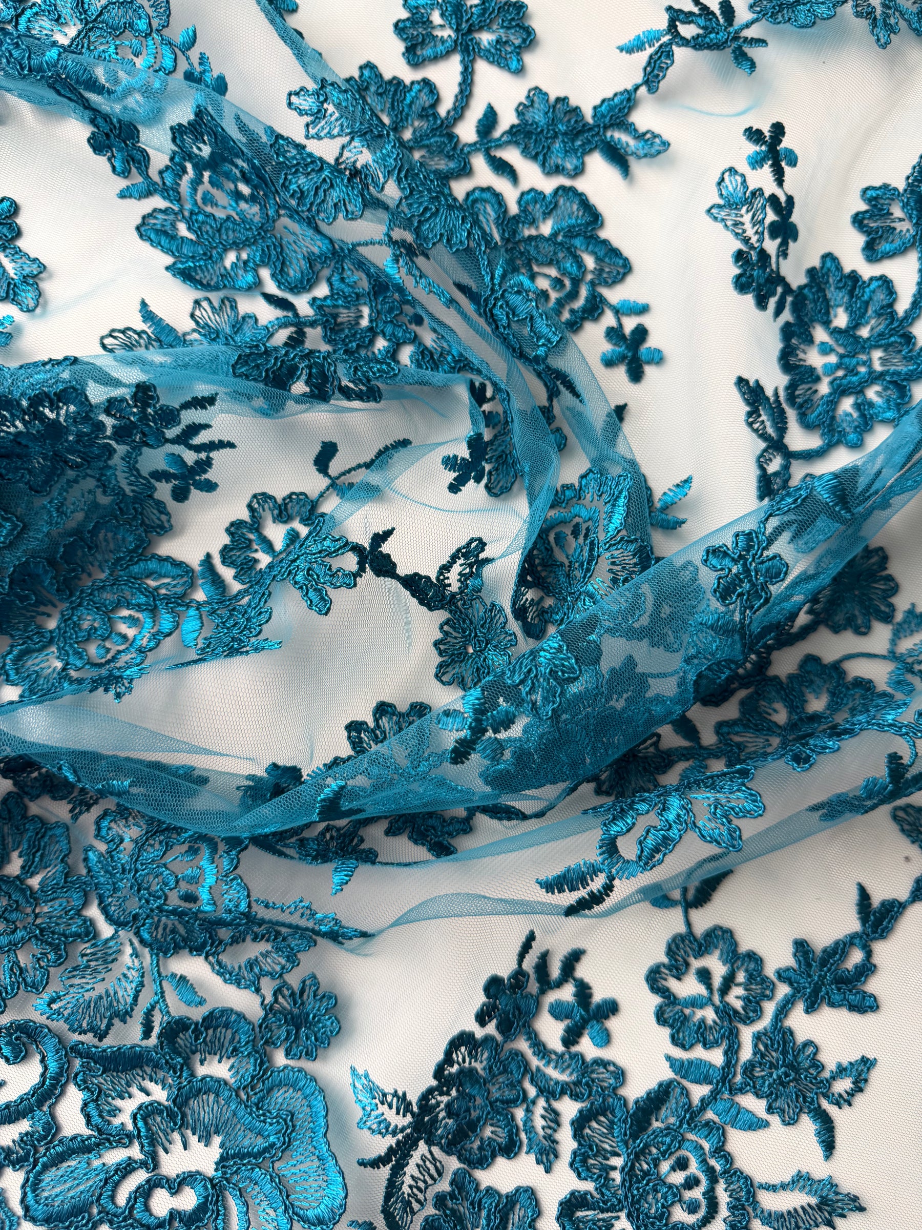 Teal Corded Lace - LA7007