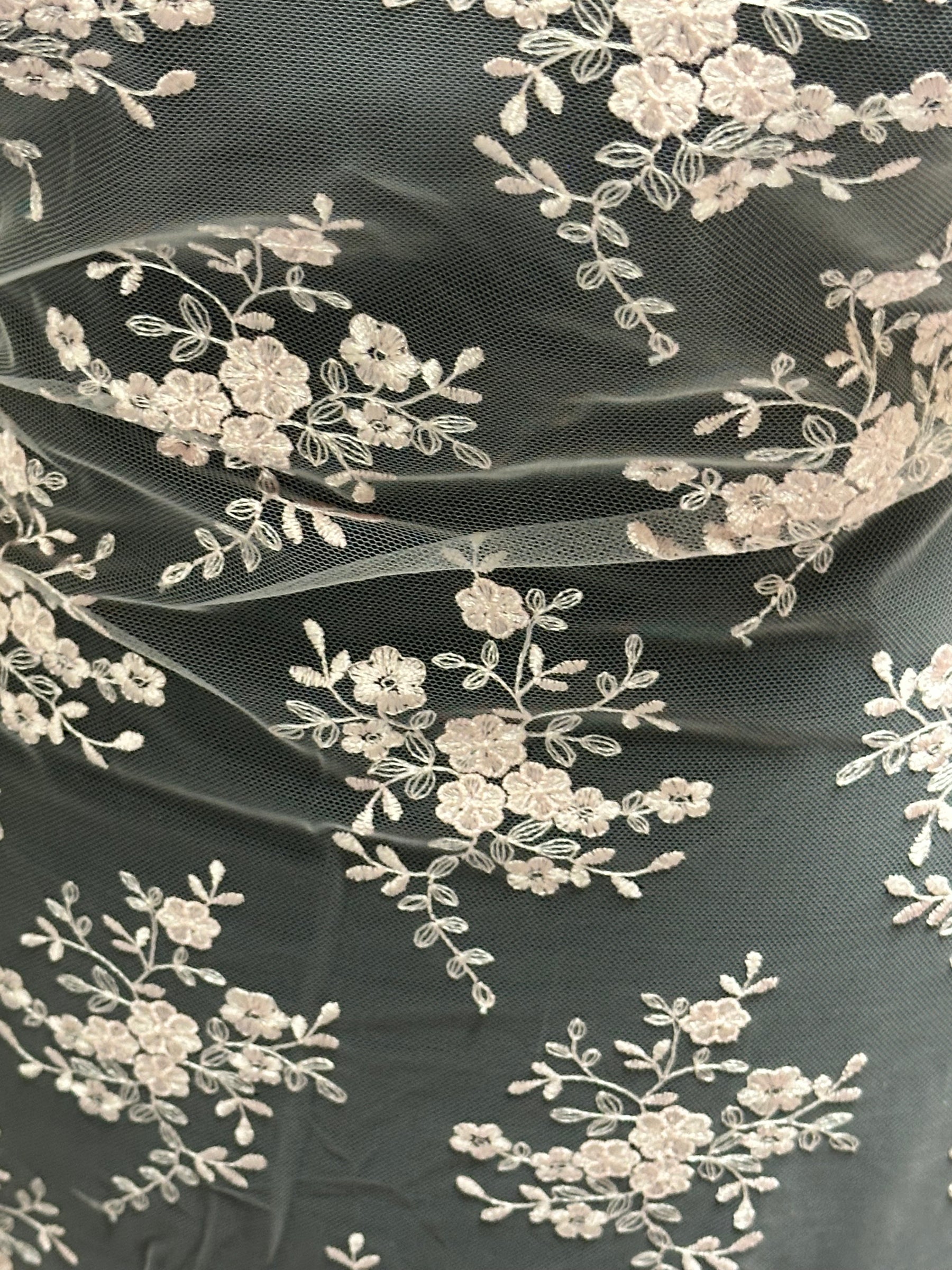 Baby Pink Embroidered Lace - Kirsty
