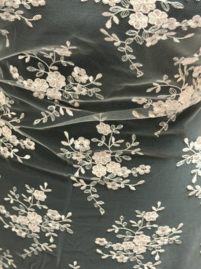Baby Pink Embroidered Lace - Kirsty