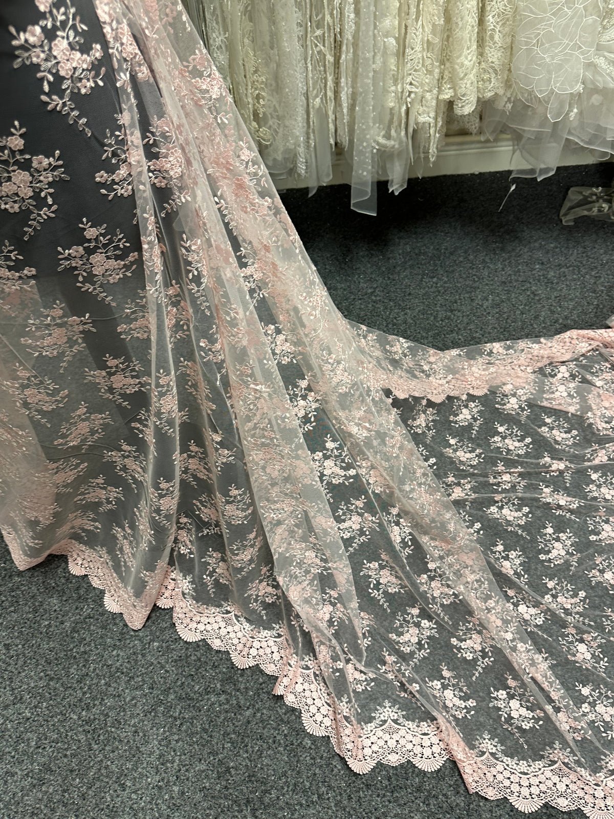 Baby Pink Embroidered Lace - Kirsty