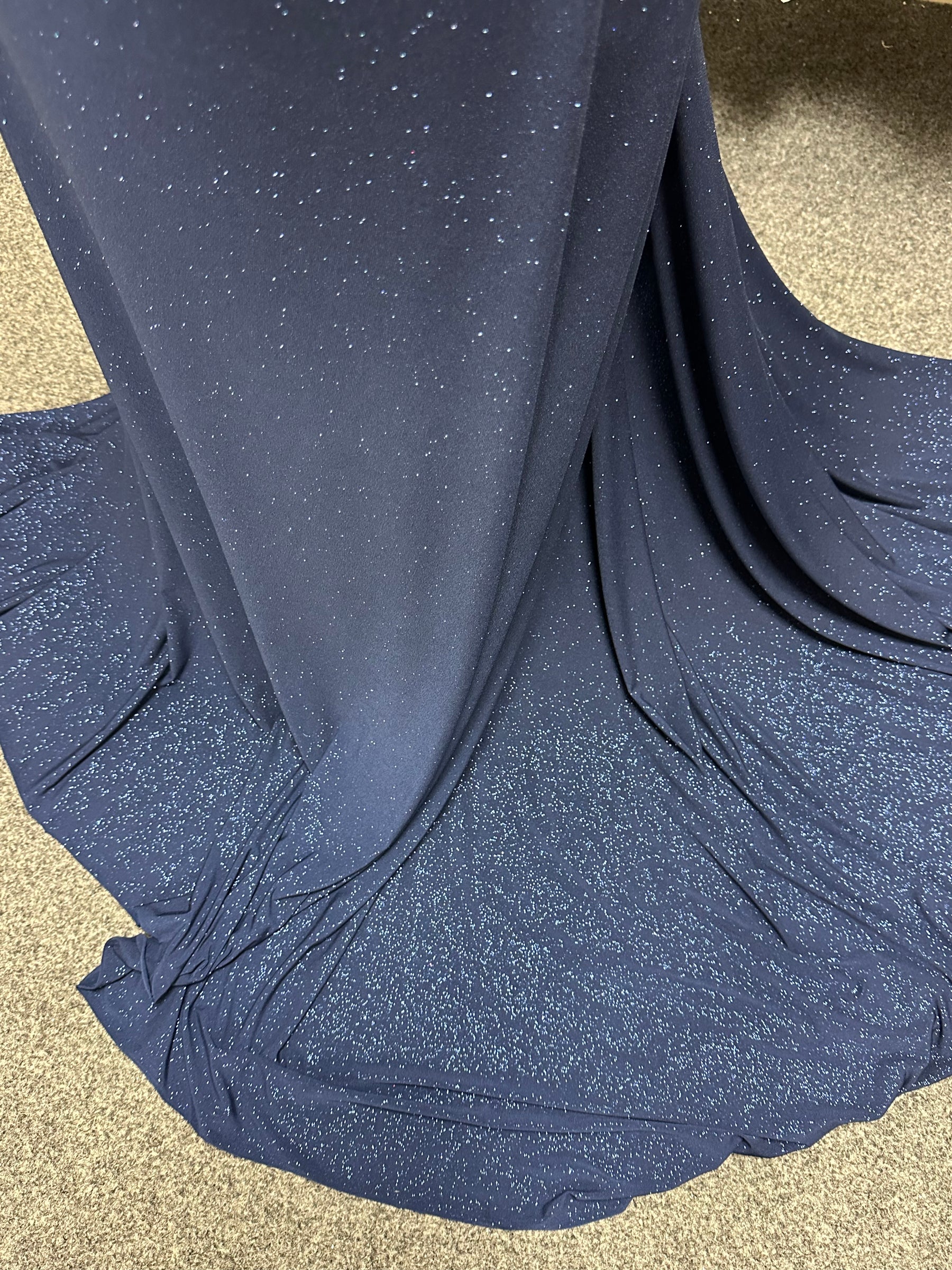 Navy Blue Glitter Jersey Fabric - Daredevil
