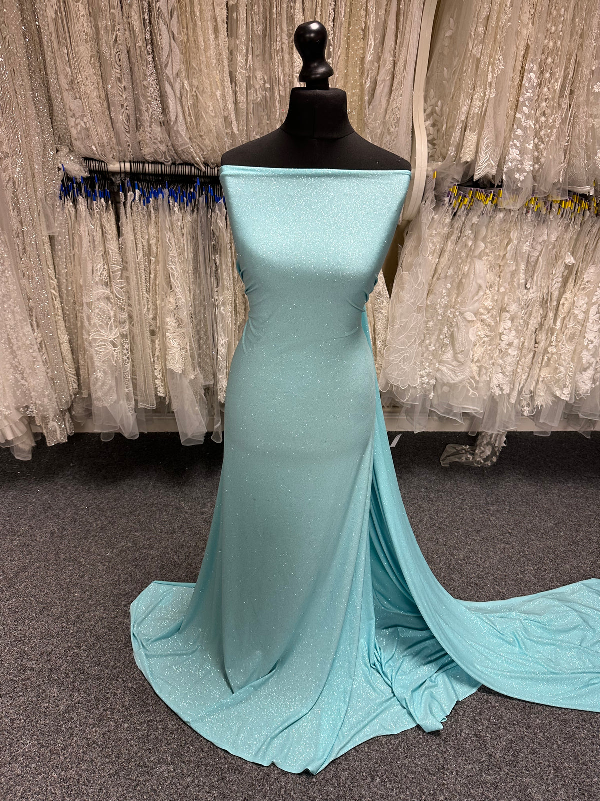 Sky Blue Glitter Jersey Fabric - Daredevil