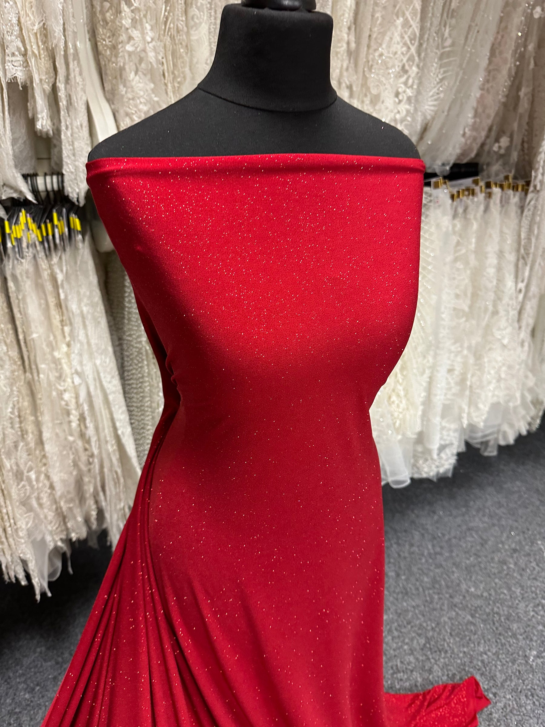 Red Glitter Jersey Fabric - Daredevil