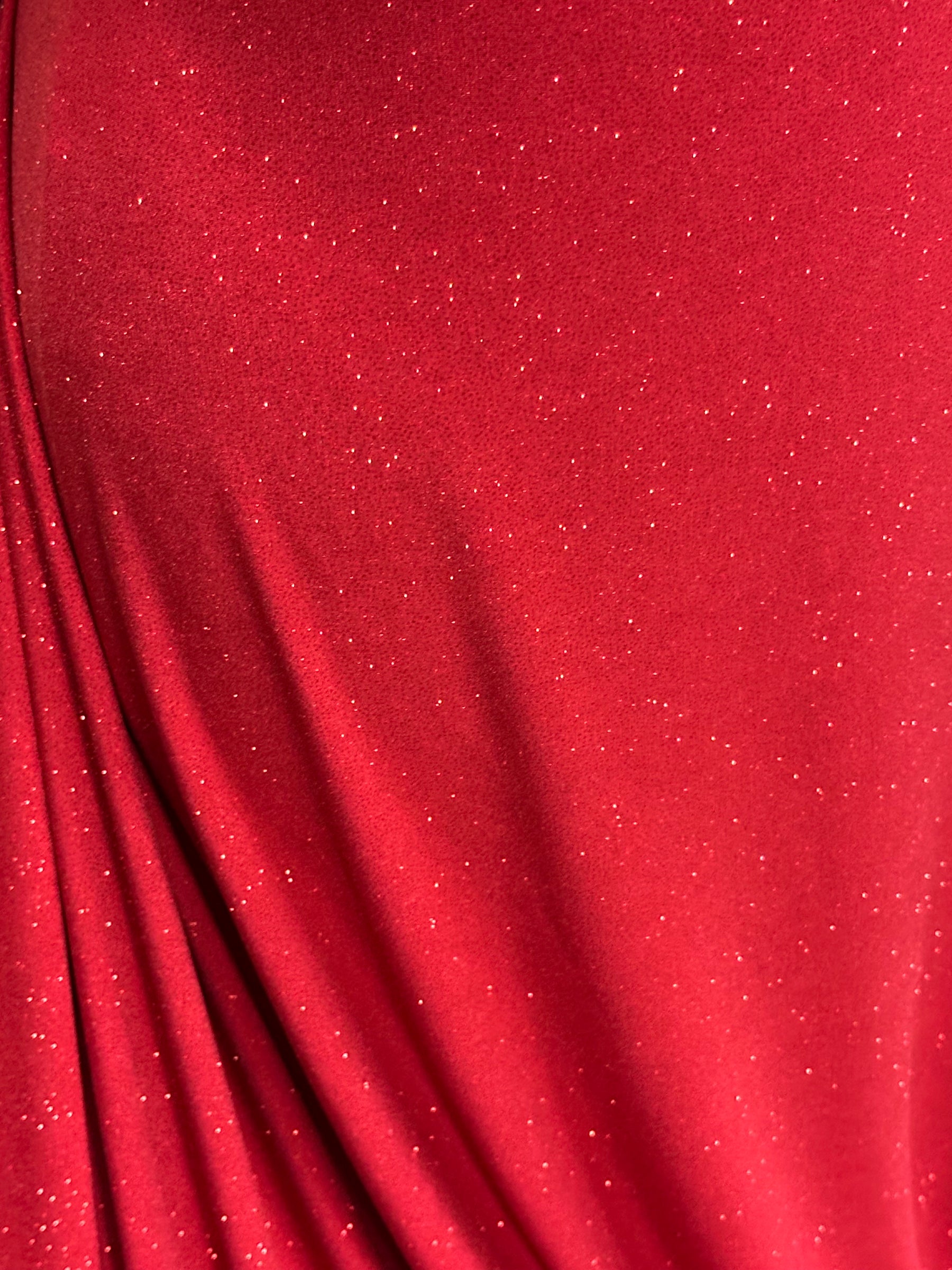 Red Glitter Jersey Fabric - Daredevil