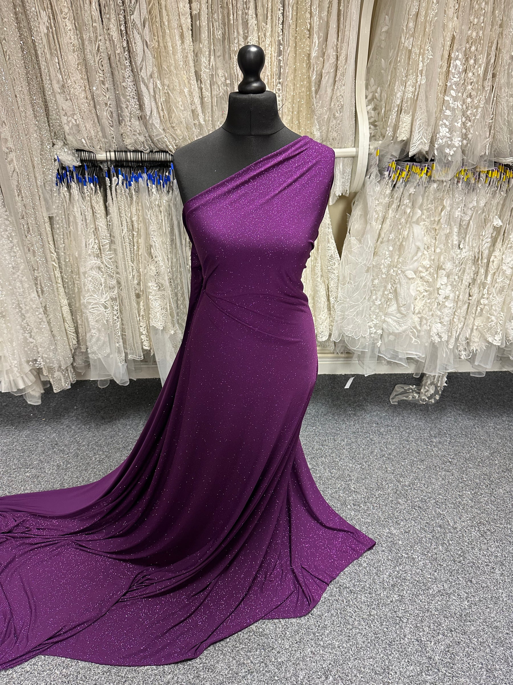 Plum Glitter Jersey Fabric - Daredevil