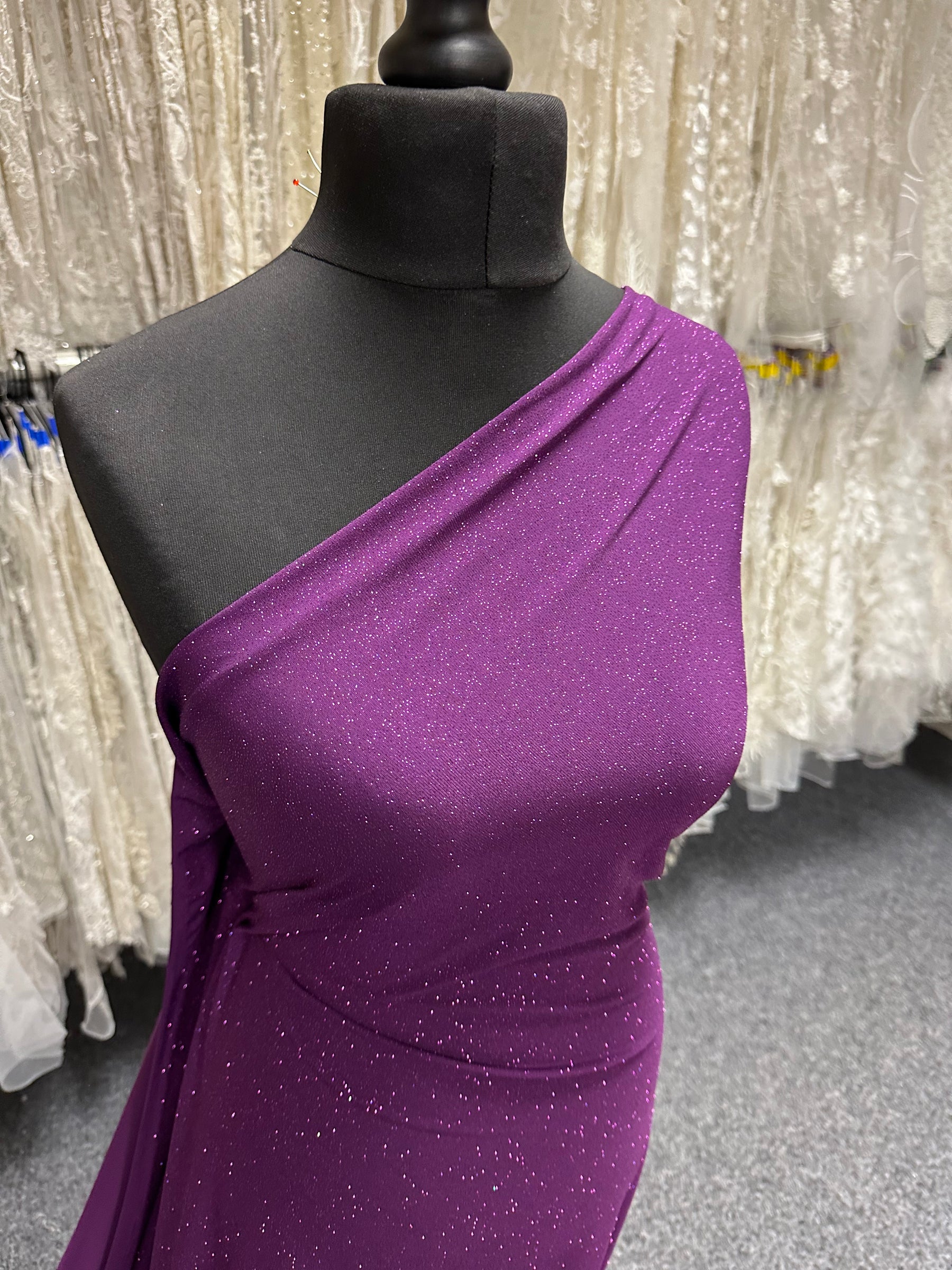 Plum Glitter Jersey Fabric - Daredevil