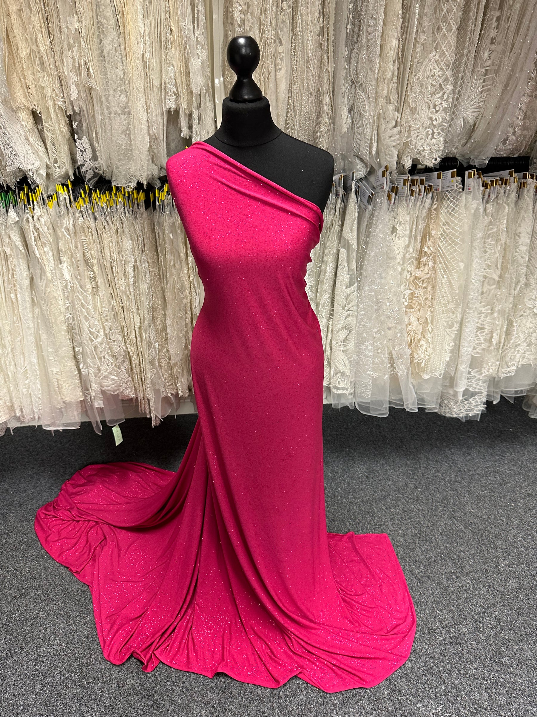 Fuchsia Glitter Jersey Fabric - Daredevil