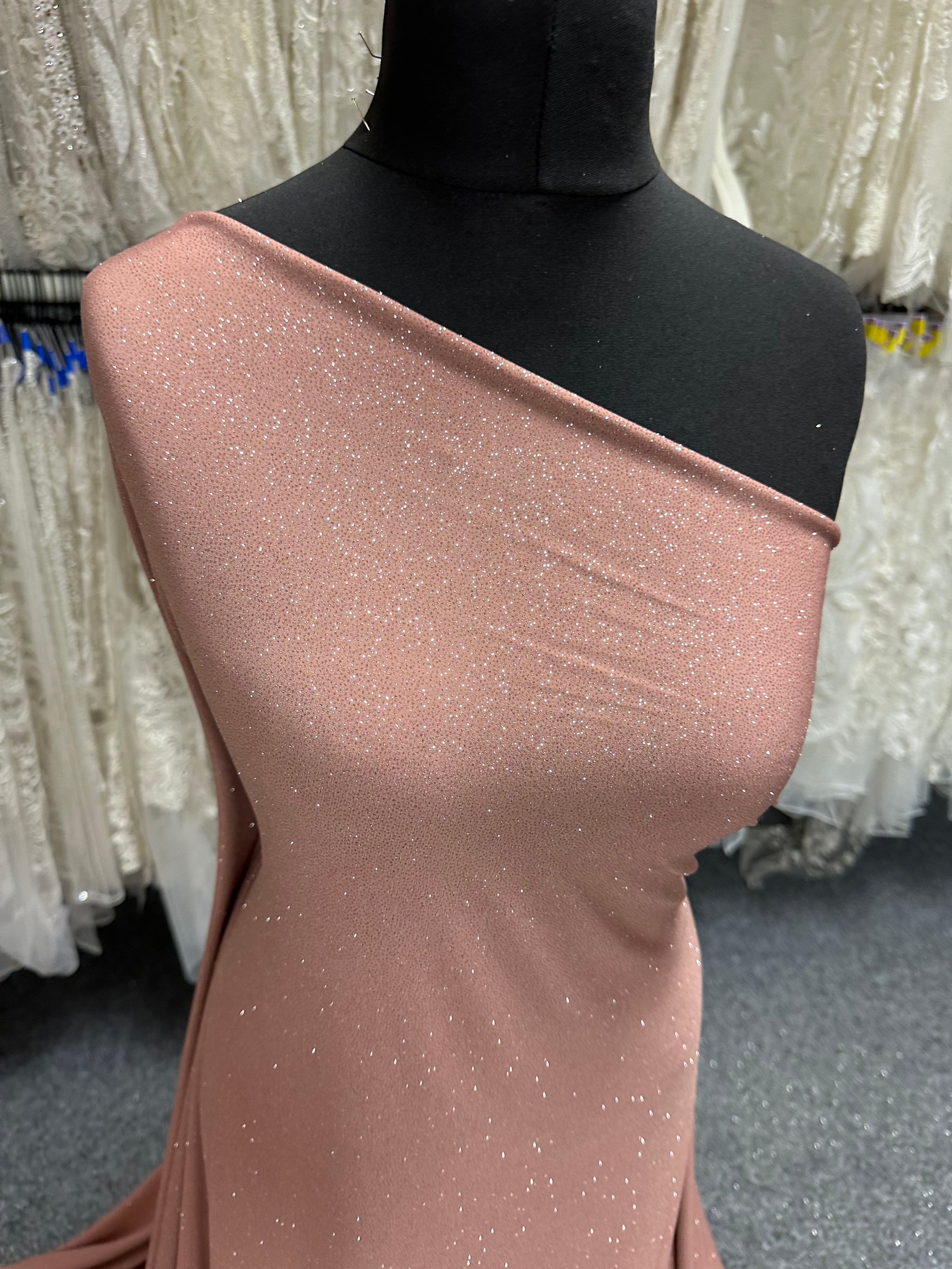 Rose Gold Glitter Jersey Fabric - Daredevil