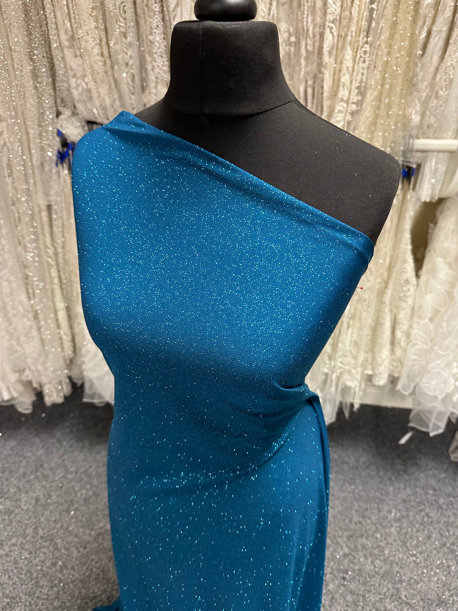 Turquoise Glitter Jersey Fabric - Daredevil