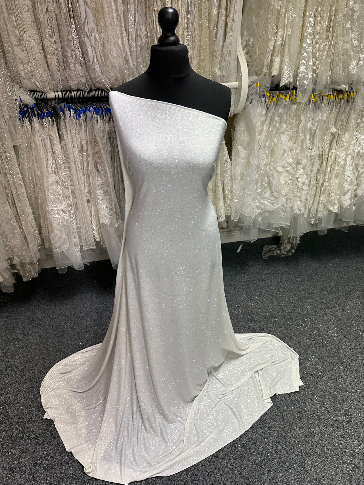 Ivory Glitter Jersey Fabric - Daredevil