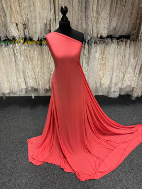 Coral Glitter Jersey Fabric - Daredevil