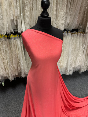 Coral Glitter Jersey Fabric - Daredevil