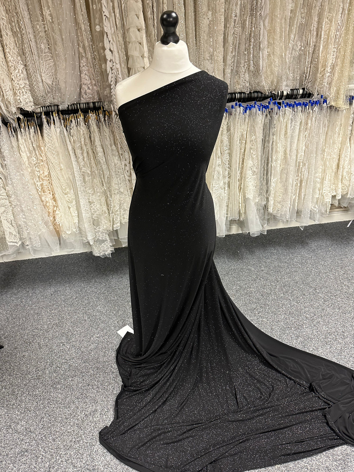 Black Glitter Jersey Fabric - Daredevil