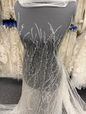 Ivory Emb Beaded Tulle - EB1065