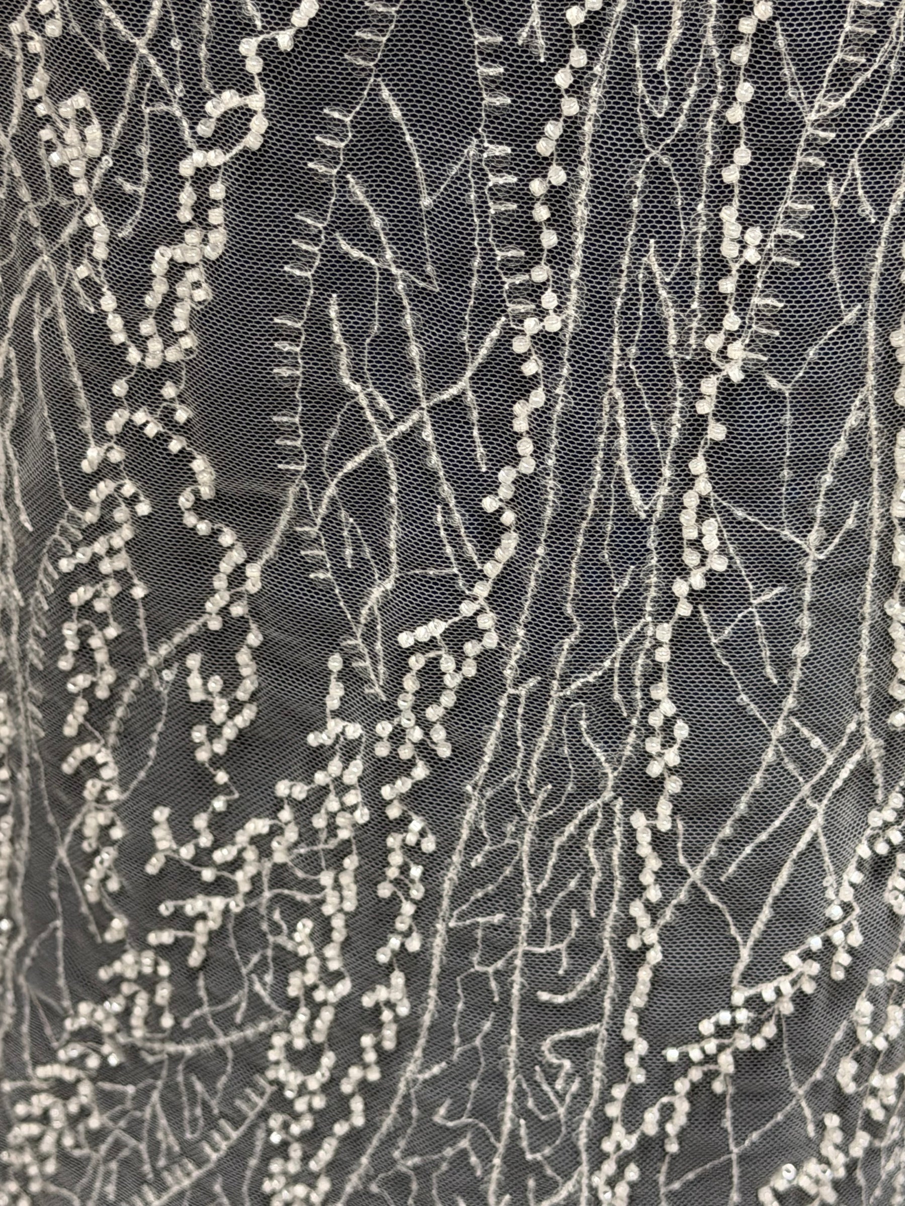 Ivory Emb Beaded Tulle - EB1065