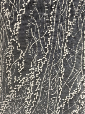 Ivory Emb Beaded Tulle - EB1065