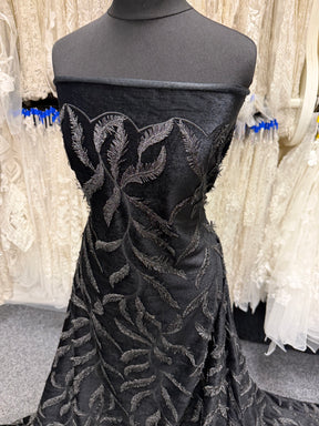 Black Embroidered Velvet - EB6004