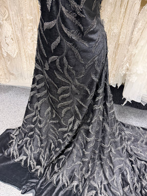 Black Embroidered Velvet - EB6004