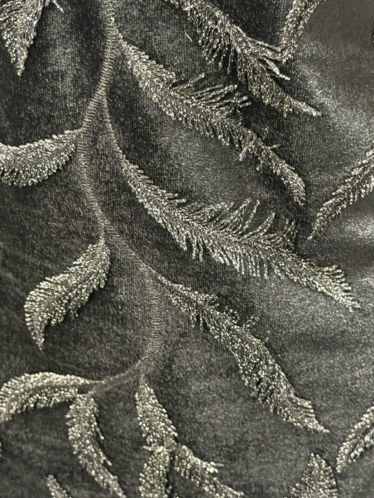 Black Embroidered Velvet - EB6004