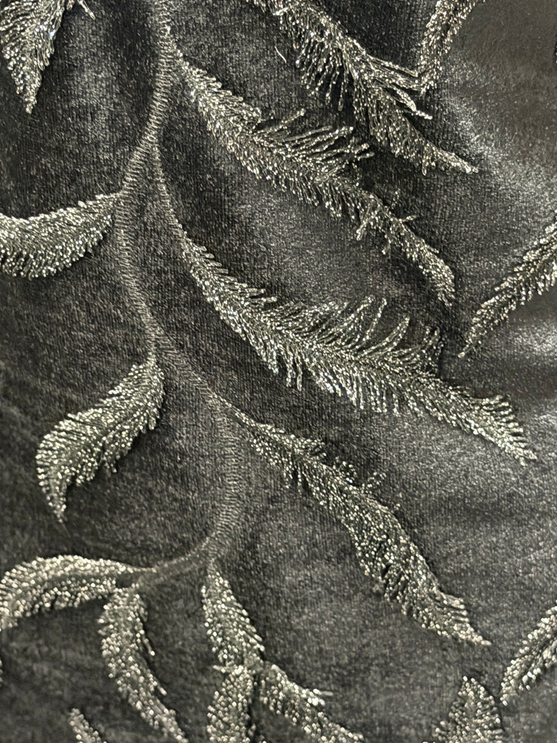 Black Embroidered Velvet - EB6004