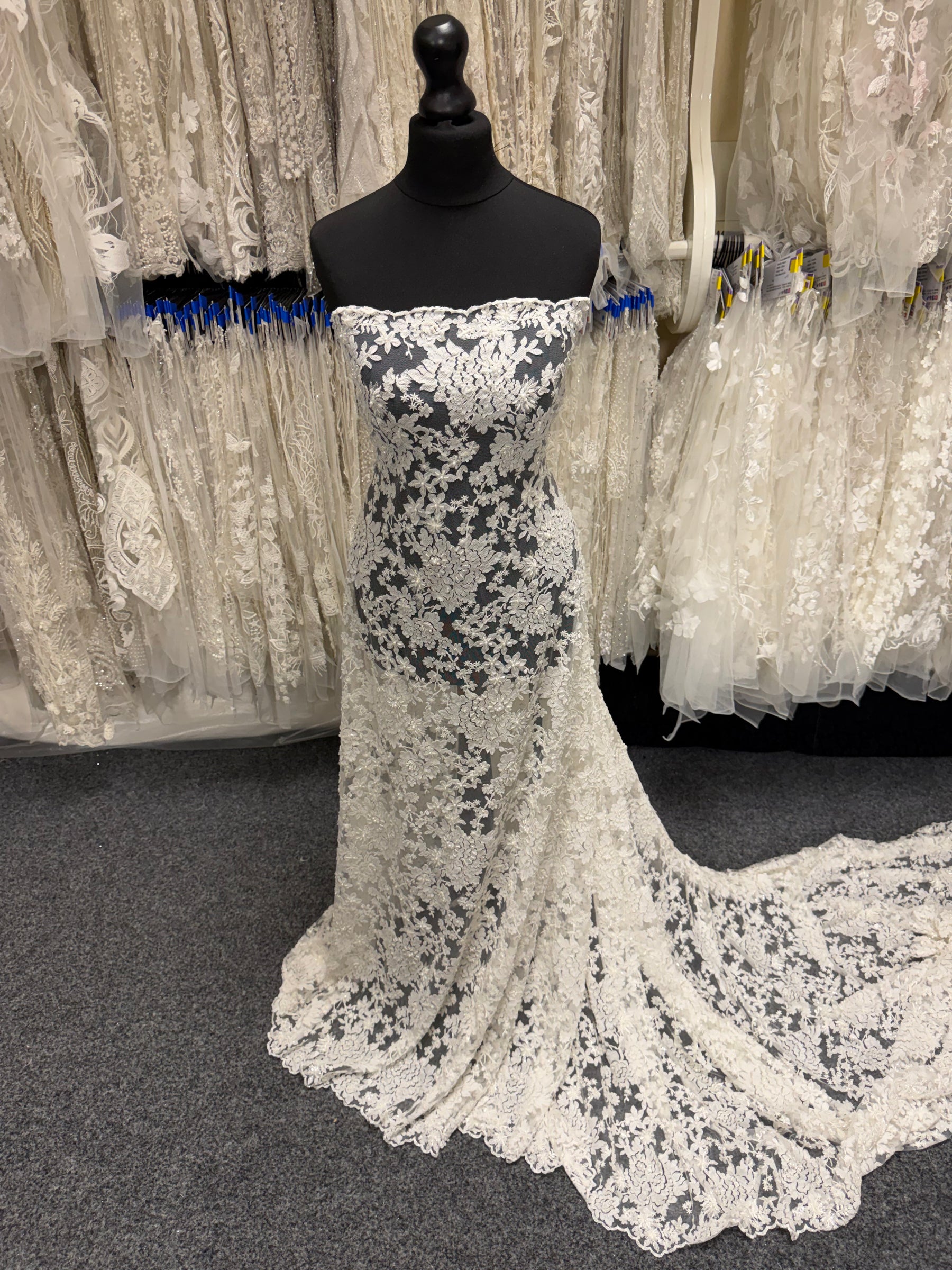 Ivory/Silver Embroidered Beaded Tulle - EB1077