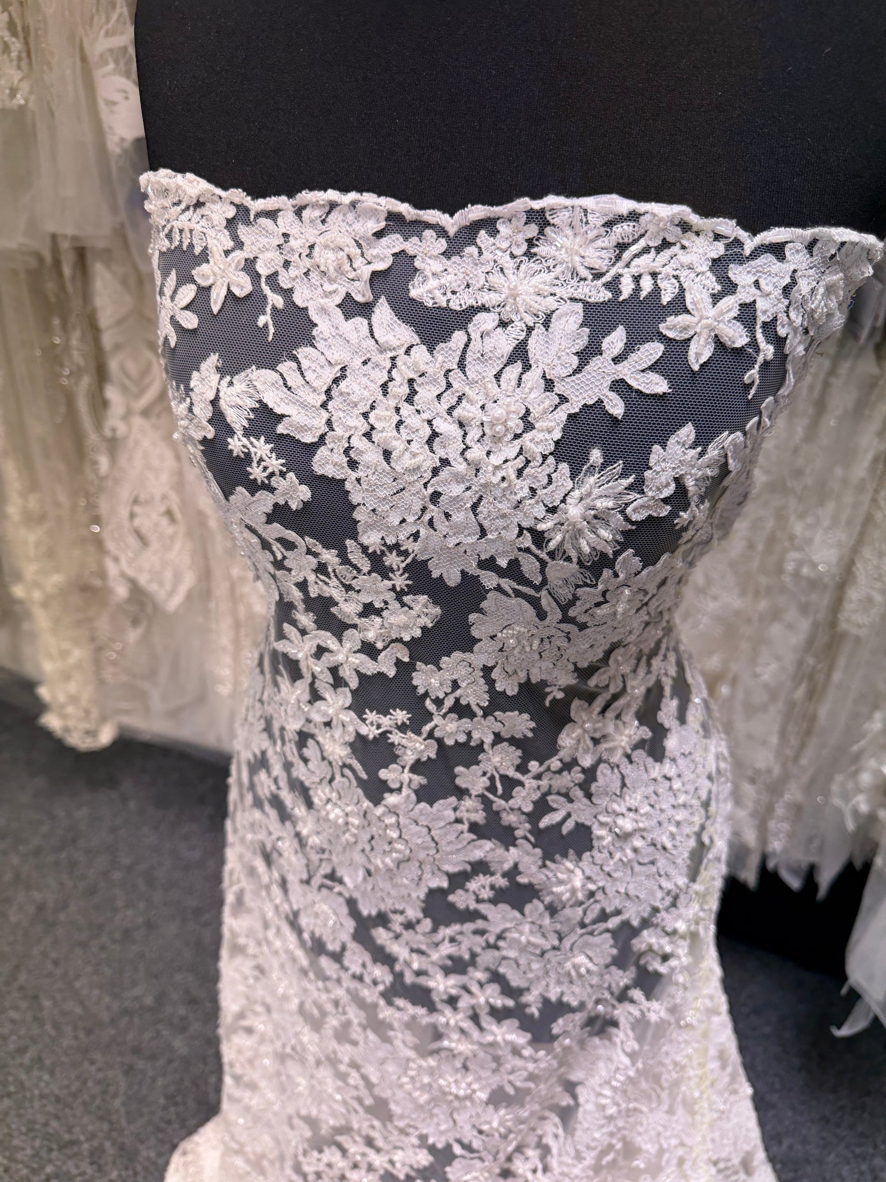 Ivory/Silver Embroidered Beaded Tulle - EB1077