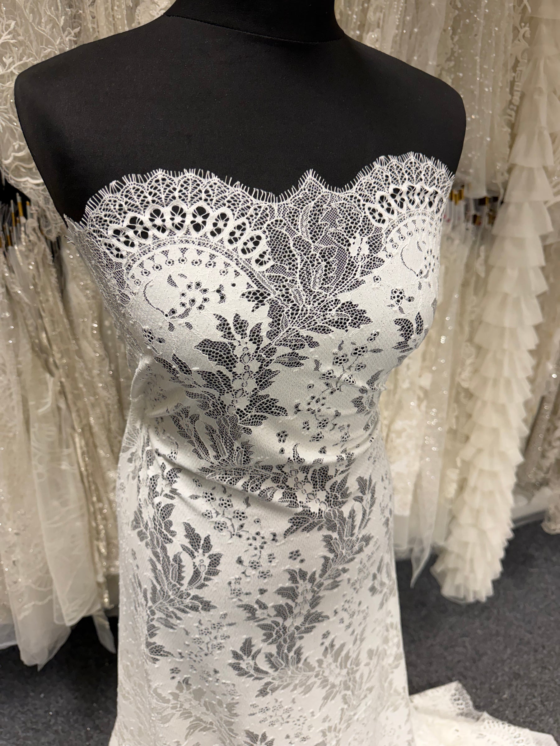 Ivory Stretch Corded Lace - LA7005