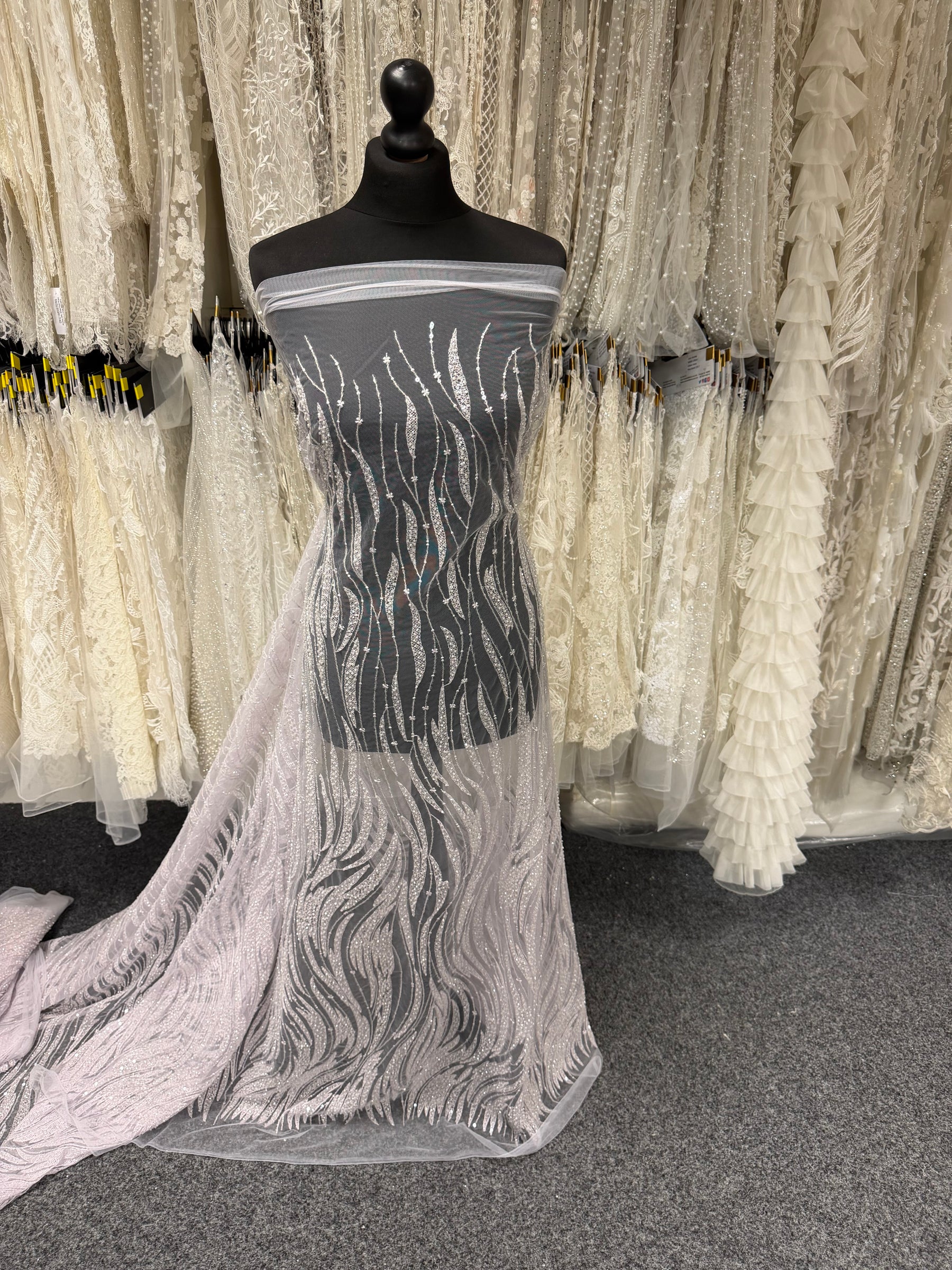 Lavender Embroidered Beaded Tulle - EB1068