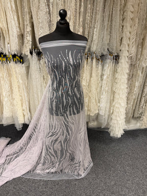 Lavender Embroidered Beaded Tulle - EB1068