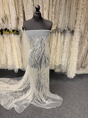 Ivory Emb Beaded Tulle - EB1068