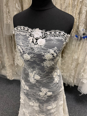 Ivory 3D Embroidered Beaded Lace - LA9001