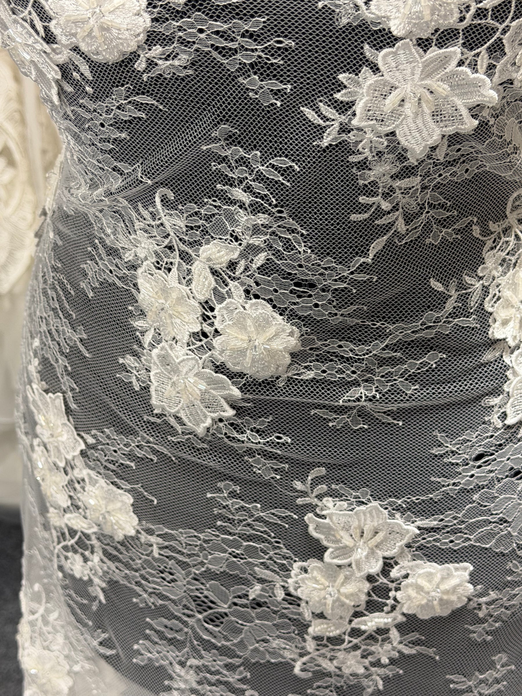 Ivory 3D Embroidered Beaded Lace - LA9001